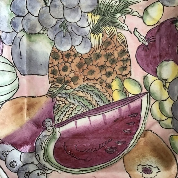 Vintage Square Pastel Fruits Pattern Dish Plate Grapes Pineapple Melons Pears - Picture 9 of 13